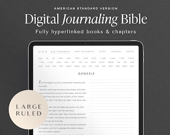 Digital journalbibel – ASV stor typsnitt – Linjerad – Stående – Monokrom utgåva – Hyperlänkade böcker och kapitel – Bibelstudiejournal