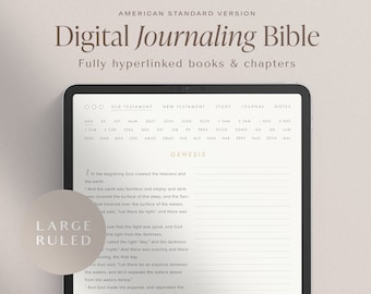 Digital Journaling Bible – ASV Large Font – Ruled – Portrait – Hyperlinked Books & Chapters – iPad GoodNotes Bible Study Devotional Journal