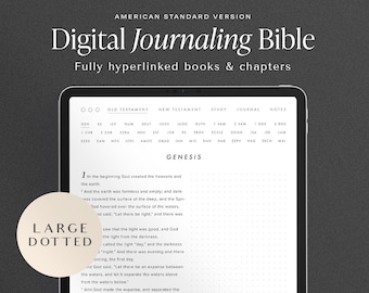 Digital Journaling Bible – ASV Large Font – Dotted - Portrait – Monochrome Edition – Hyperlinked Books & Chapters – Bible Study Journal