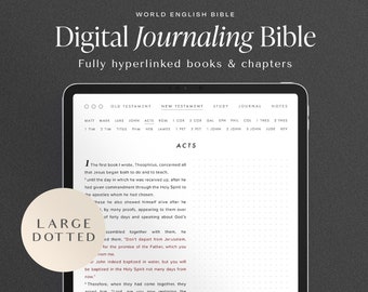 Digital Journaling Bible – WEB Large Font – Dotted – Portrait – Monochrome – Hyperlinked Books & Chapters – GoodNotes Bible Study Journal