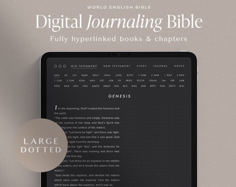 Digital Journaling Bible – WEB Large Font – Dotted – Portrait – Blackout Edition – Hyperlinked Books & Chapters – Bible Study Faith Journal