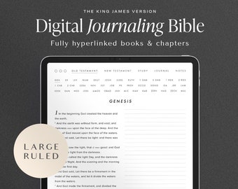 Digital Journaling Bible – KJV Large Font – Ruled - Portrait – Monochrome Edition – Hyperlinked Books & Chapters – Bible Study Journal
