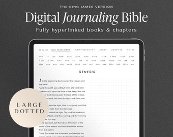 Digital Journaling Bible – KJV Large Font – Dotted - Portrait – Monochrome Edition – Hyperlinked Books & Chapters – Bible Study Journal