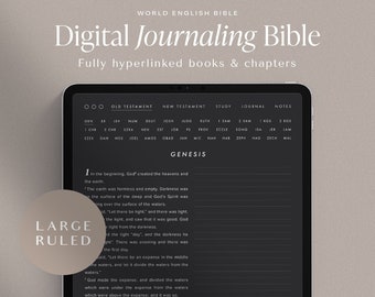 Digital Journaling Bible – WEB Large Font – Ruled – Portrait – Blackout Edition – Hyperlinked Books & Chapters – Bible Study Planner