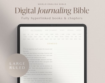 Digital Journaling Bible – WEB Large Font – Ruled – Portrait – Hyperlinked Books & Chapters – iPad GoodNotes Bible Study Devotional Journal