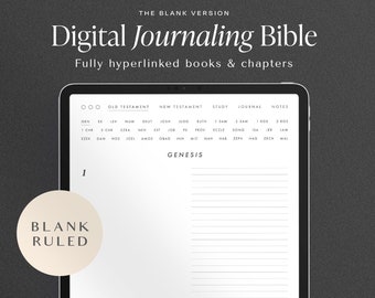 Digital Bible Study Journal Template – Ruled – Portrait – Monochrome – Hyperlinked Books & Chapters – Faith Journal – GoodNotes Blank Bible