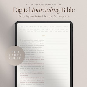 Digital Journaling Bible – KJV Red Letter – Large Font – Ruled – Portrait – Hyperlinked Books & Chapters – GoodNotes Bible Study Journal