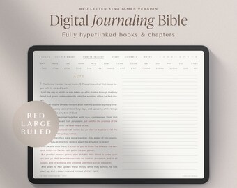 Digital Journaling Bible – KJV Red Letter – Large Font – Ruled – Landscape – Hyperlinked Books & Chapters – GoodNotes Bible Study Journal