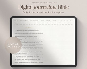 Digital Journaling Bible – ASV Large Font – Dotted – Landscape – Hyperlinked Books & Chapters – Minimal Bible Study Journal Prayer Journal