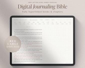 Digital Journaling Bible – KJV Red Letter – Large Font – Dotted – Landscape – Hyperlinked Books & Chapters – GoodNotes Bible Study Journal