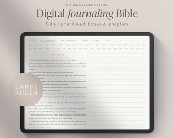 Digital Journaling Bible – KJV Large Font – Ruled – Landscape – Hyperlinked Books & Chapters – GoodNotes Bible Study Journal Prayer Journal