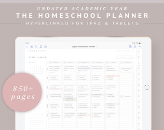 Digital Homeschool Planner GoodNotes iPad, Undated Weekly Lesson Planner, Homeschool Monthly Calendar, Preschool Daily Schedule Timetable