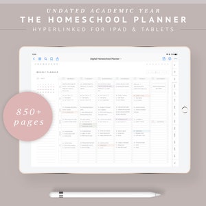 Digital Homeschool Planner GoodNotes iPad, Undated Weekly Lesson Planner, Homeschool Monthly Calendar, Preschool Daily Schedule Timetable