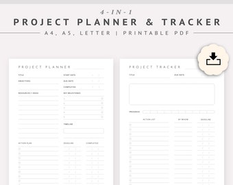 Project Planner Printable, Work Planner, Project Timeline Tracker, Project Management, Digital Business Planner PDF, GoodNotes Template, A5