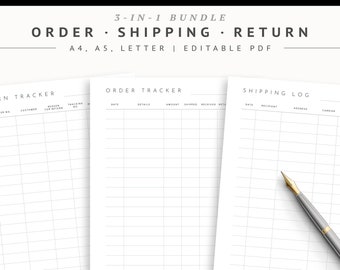 Order Tracker Printable Bundle – Shipping Log, Sales Order, Return Shipment Inserts – Inventory Delivery Planner Small Business Order Book