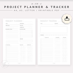 Project Planner Printable, Work Planner, Project Timeline Tracker, Project Management, Digital Business Planner PDF, GoodNotes Template, A5