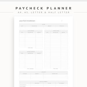 Paycheck Budget Template, Printable Budget Sheet, Budget by Paycheck Planner, Simple Monthly Budget Worksheet, Biweekly Budget Workbook