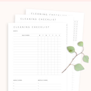 Afdrukbare schoonmaakchecklist, schoonmaakschema voor het huis, wekelijkse schoonmaak, klusschema, huisschoonmaakplanner, maandelijkse schoonmaaklijst, huisbinder