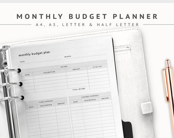 Monthly Budget Planner Printable Inserts, Budget Planner Template PDF, Household Budget Binder, Financial Planner, Family Expense Tracker