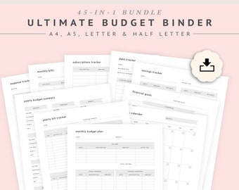 Budget Planner Printable, Monthly Budget, Personal Finance Bundle, Weekly Budget Planner, Daily Spending Log,  Expense Tracker, Debt Payoff