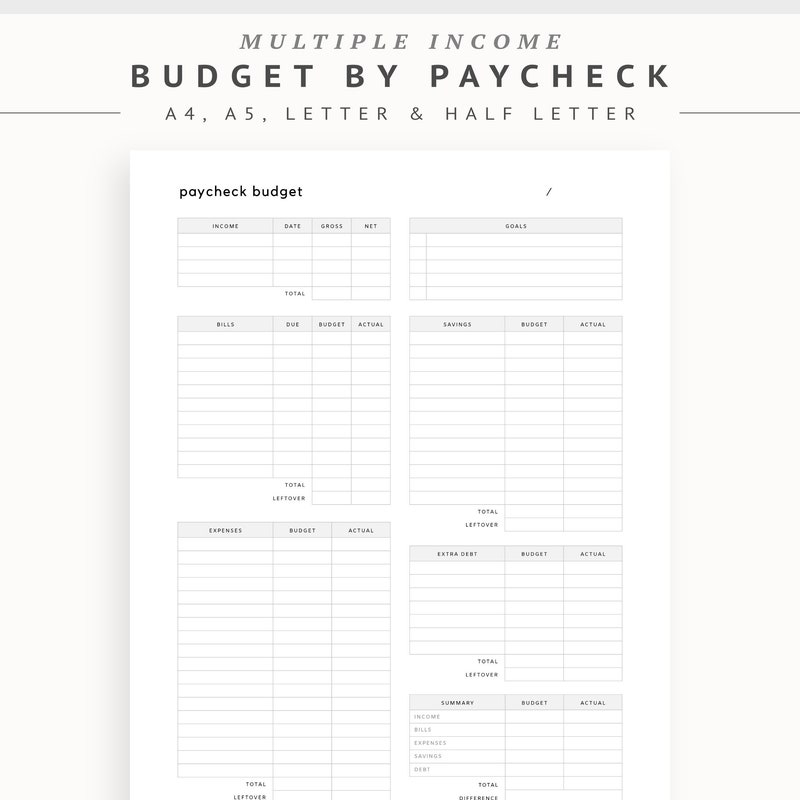Printable Budget Sheet Etsy