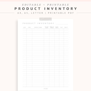 May include: A printable product inventory sheet with columns for date, code, product name, quantity on hand, made to order, sales price, cost, and profit. The sheet is designed for use with a spreadsheet program.
