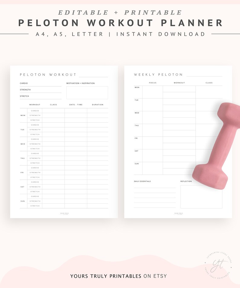 Peloton Workout Planner Weekly Fitness Schedule Planner Etsy