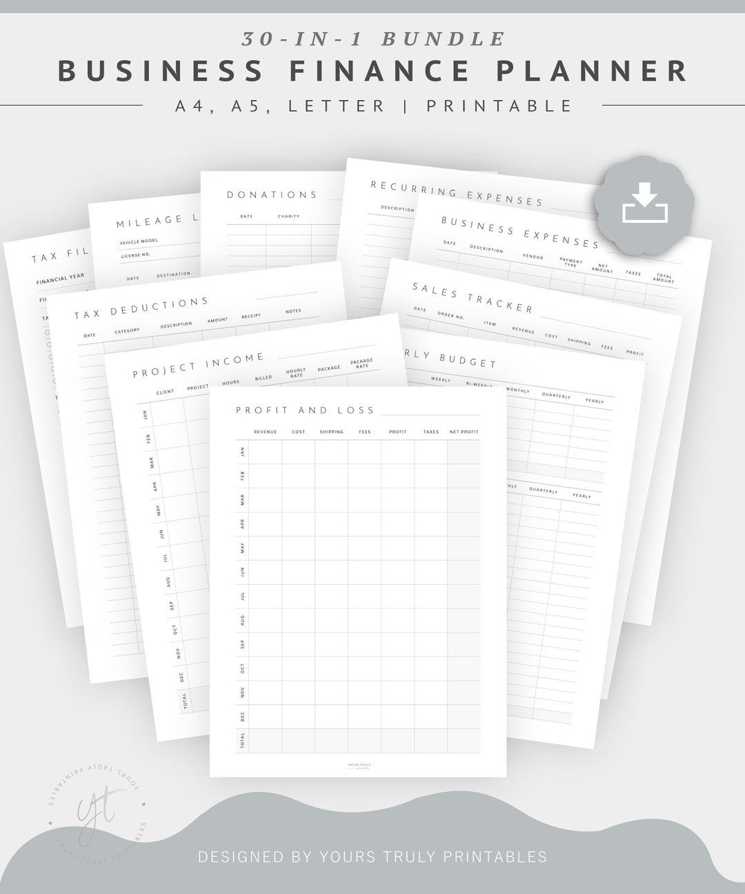 Small Business Bookkeeping Printable Pack, Accounting Template, Budget ...