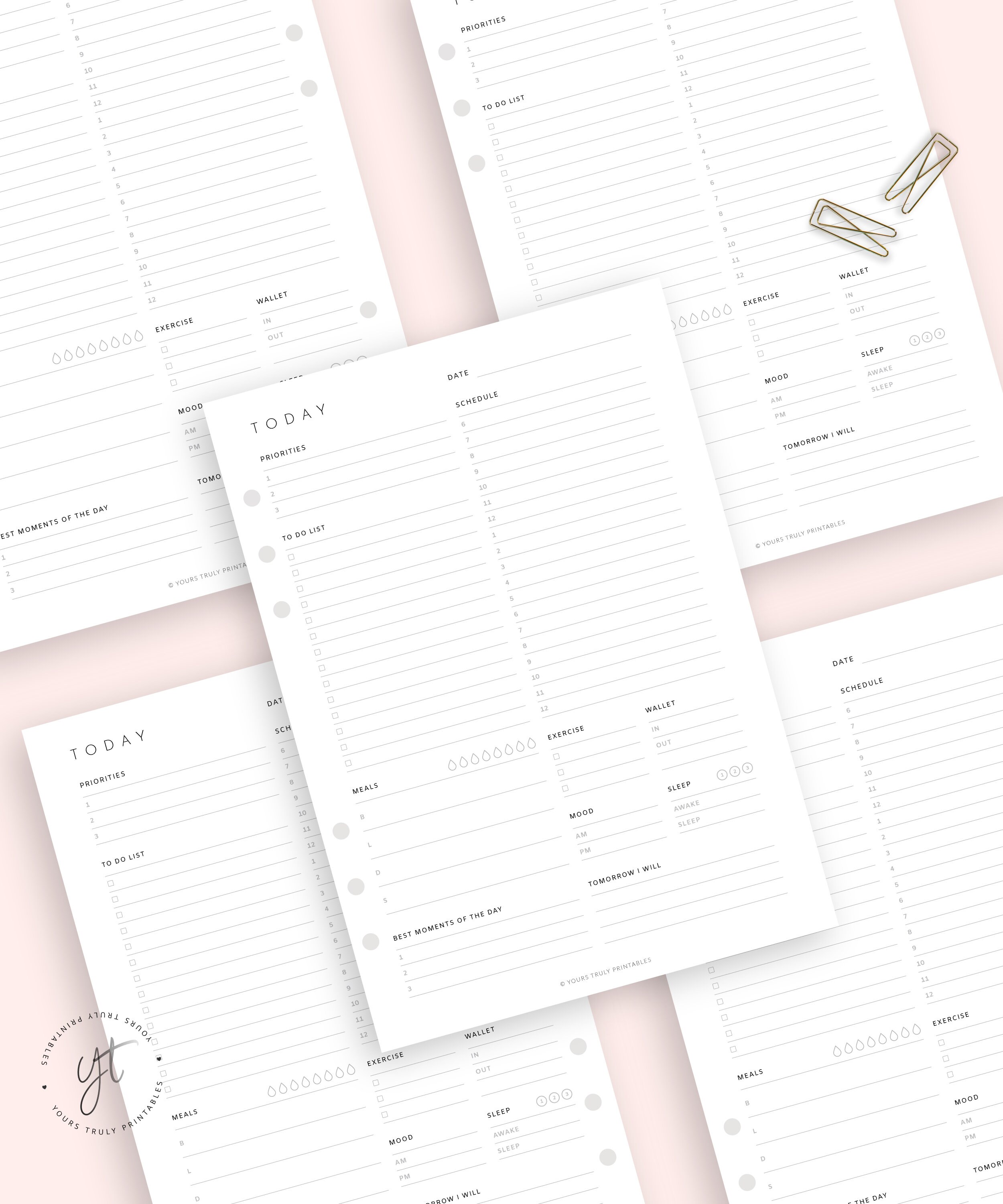 Daily Planner Inserts Printable, Work Day Schedule Planner With to Do ...