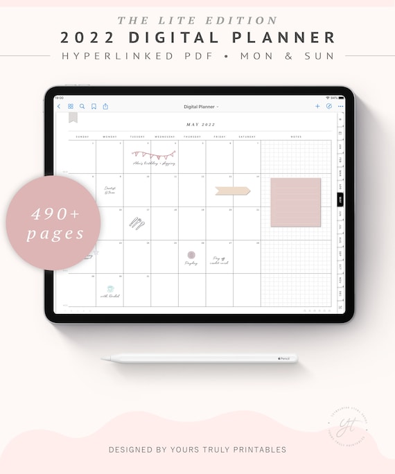 Quarterly Portrait Yearly Monthly Calendars included Digital Planner ...