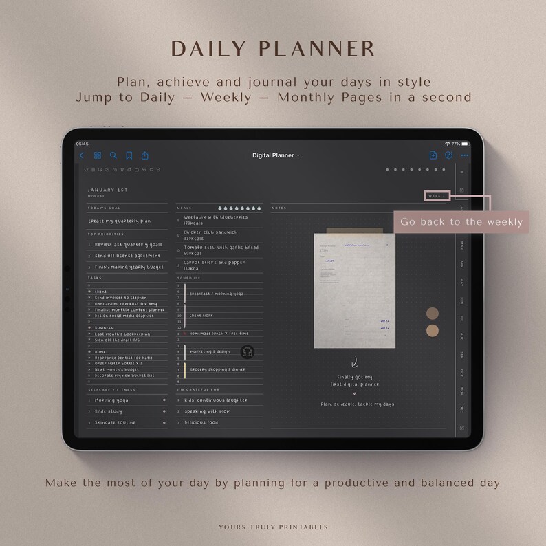 2026 2027 2028 Digital Planner Dark Mode Goodnotes Planner Weekly ...