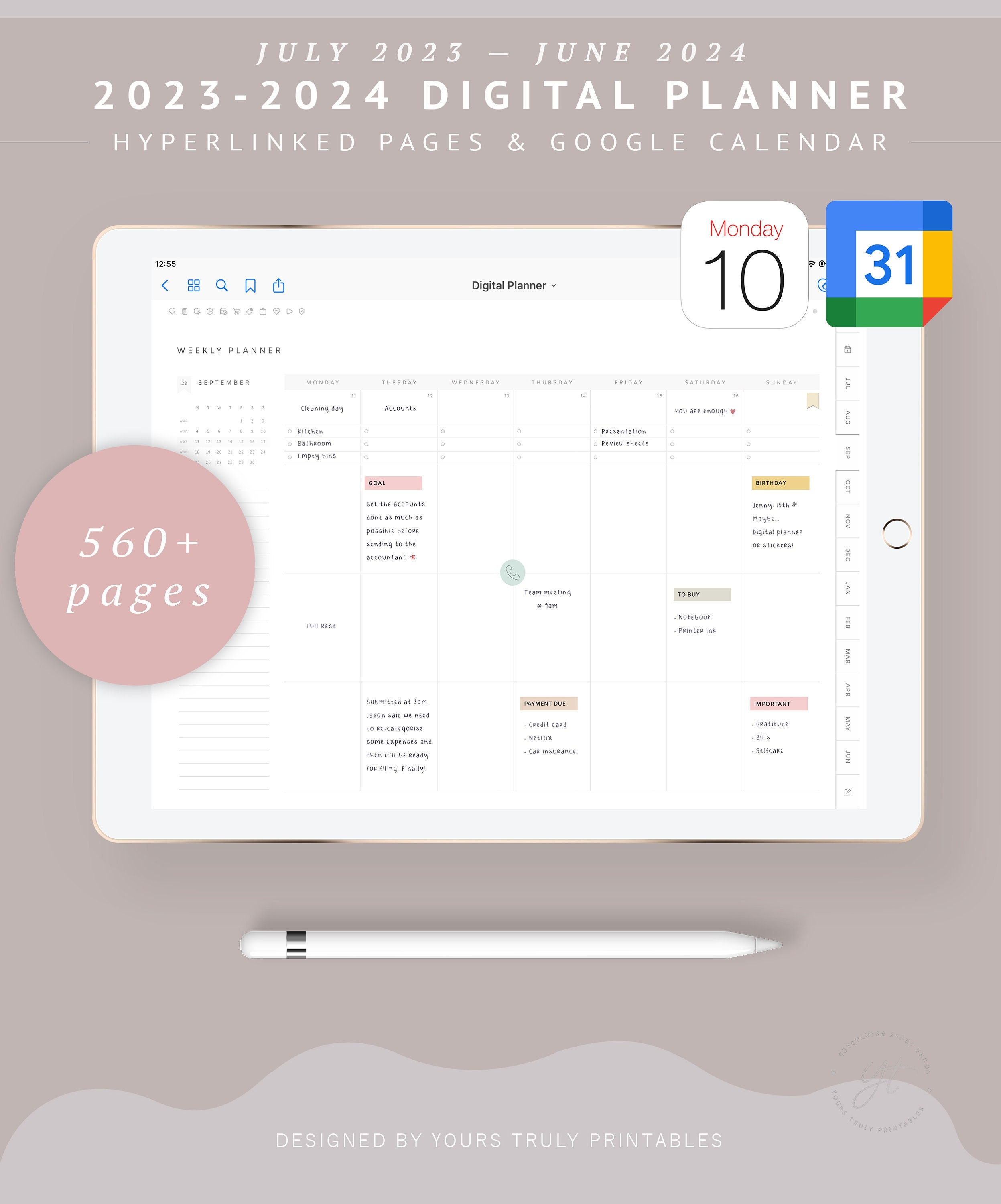 2023-2024 Mid Year Digital Planner Goodnotes the Minimalist - Etsy