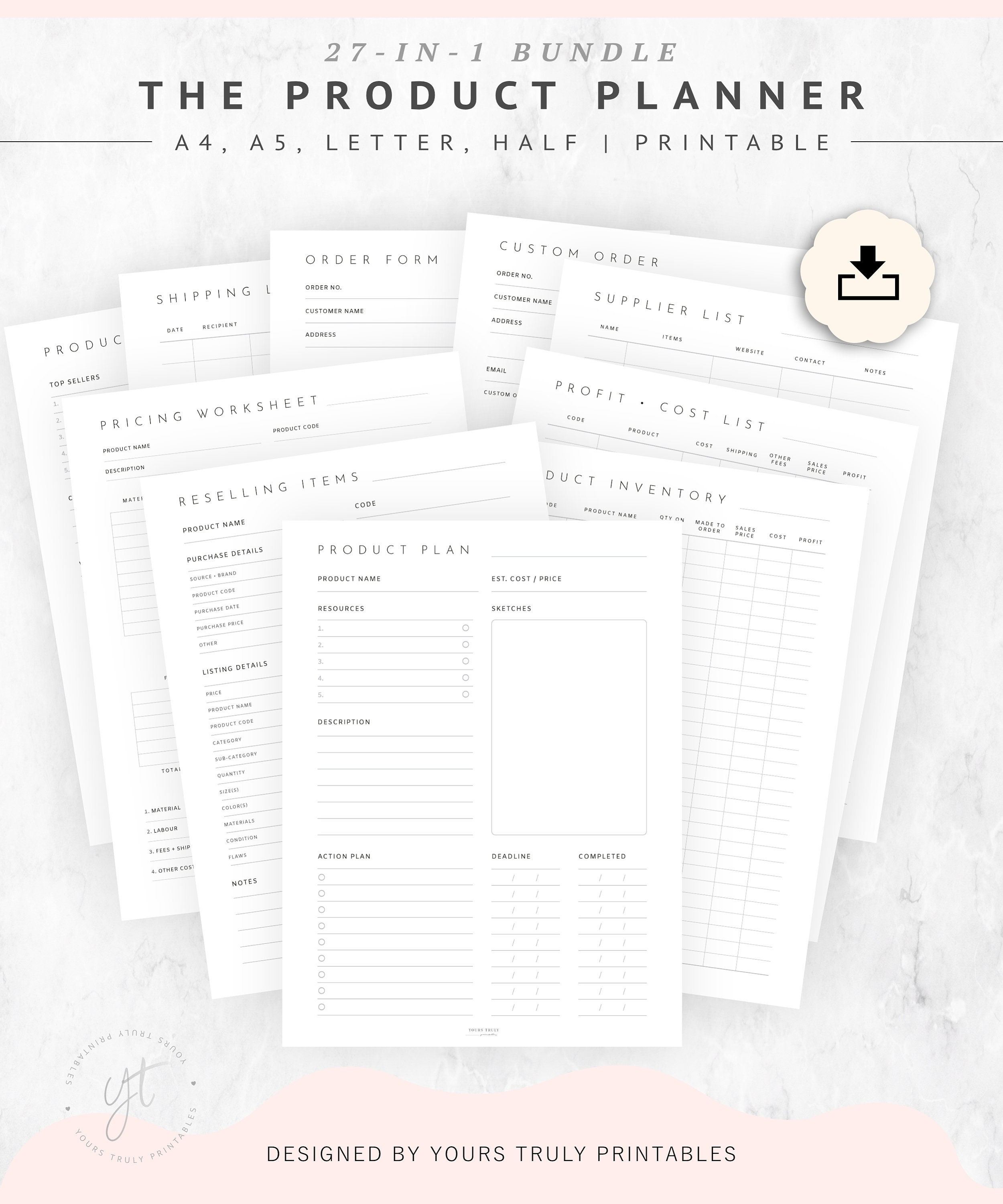 Product Planner Etsy Shop Listing Tracker Product Inventory Etsy