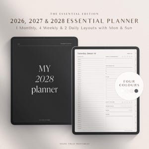 2026 2027 2028 Planificador Digital, Planificador GoodNotes, Planificador Diario, Planificador Semanal, Planificador Minimalista, Planificador Simple, Planificador Esencial