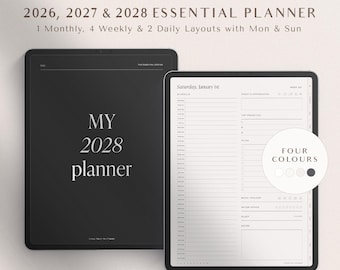 2026 2027 2028 Digital Planner, GoodNotes Planner, Daily Planner, Weekly Planner, Minimalist Planner, Simple Planner, Essential Planner