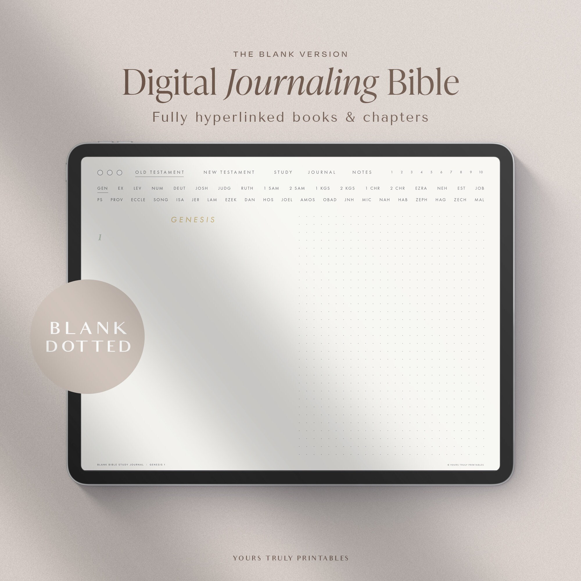 Digital Bible Study Journal Template – Dotted – Landscape – Hyperlinked ...