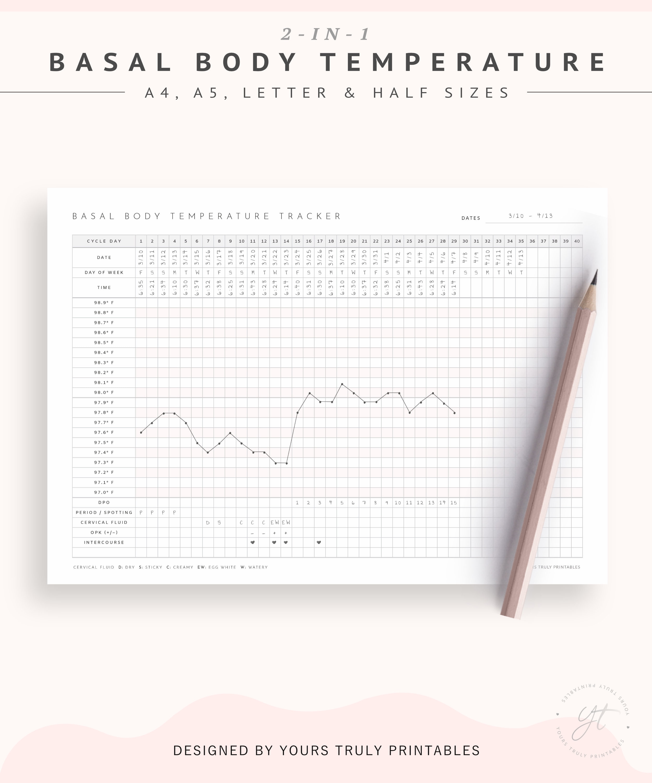 Printable Basal Body Temperature Chart PDF BBT Chart in Etsy UK Printable Basal Body Temperature Chart PDF BBT Chart in Etsy UK
