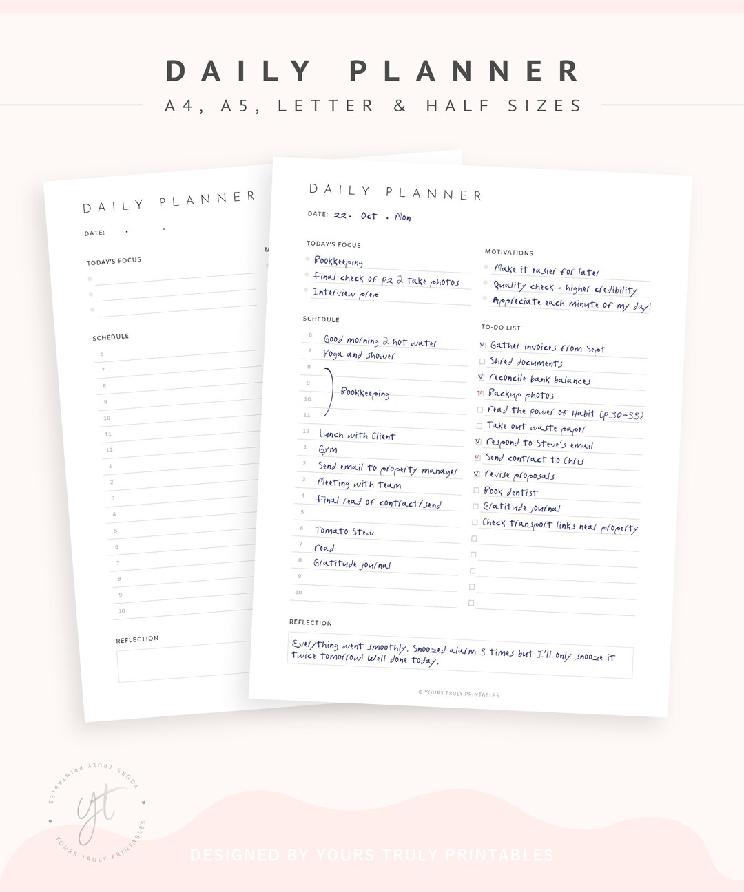 Daily Planner Printable, to Do List Template, Hourly Schedule PDF, Day ...