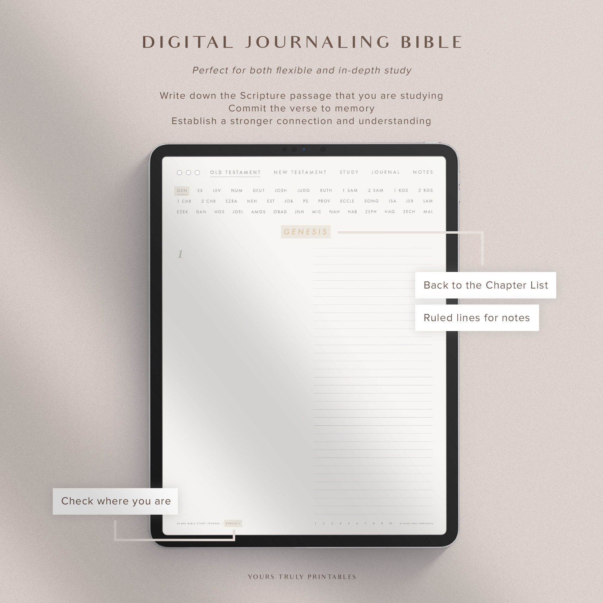 Digital Bible Study Journal Template – Ruled – Portrait – Hyperlinked ...