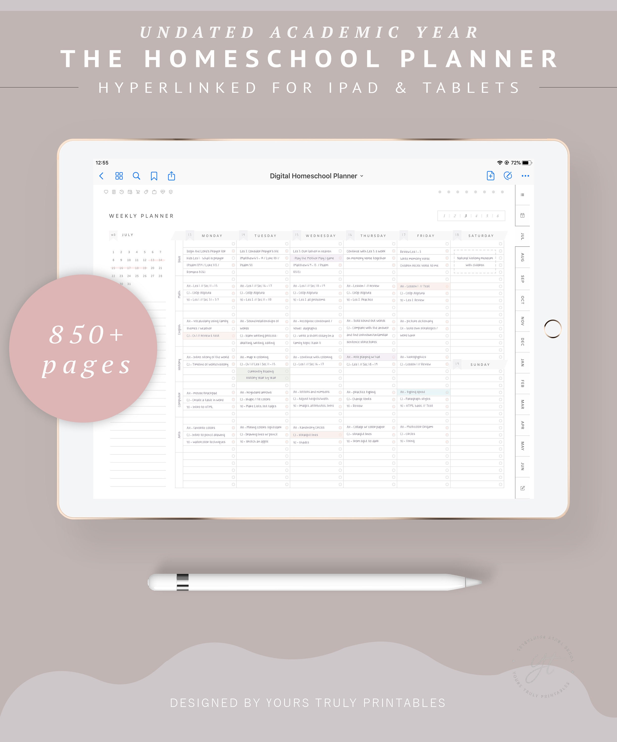Digital Homeschool Planner Goodnotes Ipad Undated Weekly Etsy UK