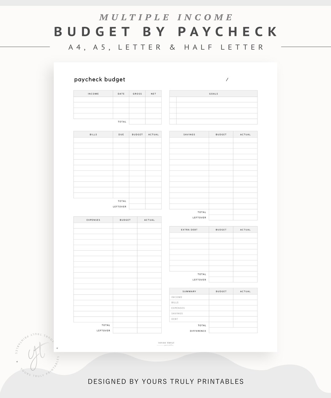 Paycheck Budget Planner Printable Template, Printable Budget Sheet ...
