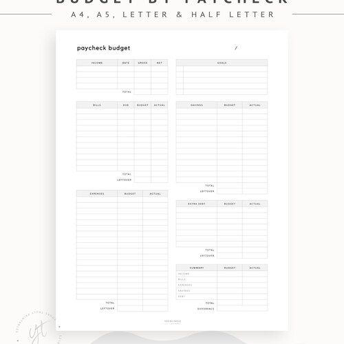 Paycheck Budget Planner Printable Budget by Paycheck - Etsy