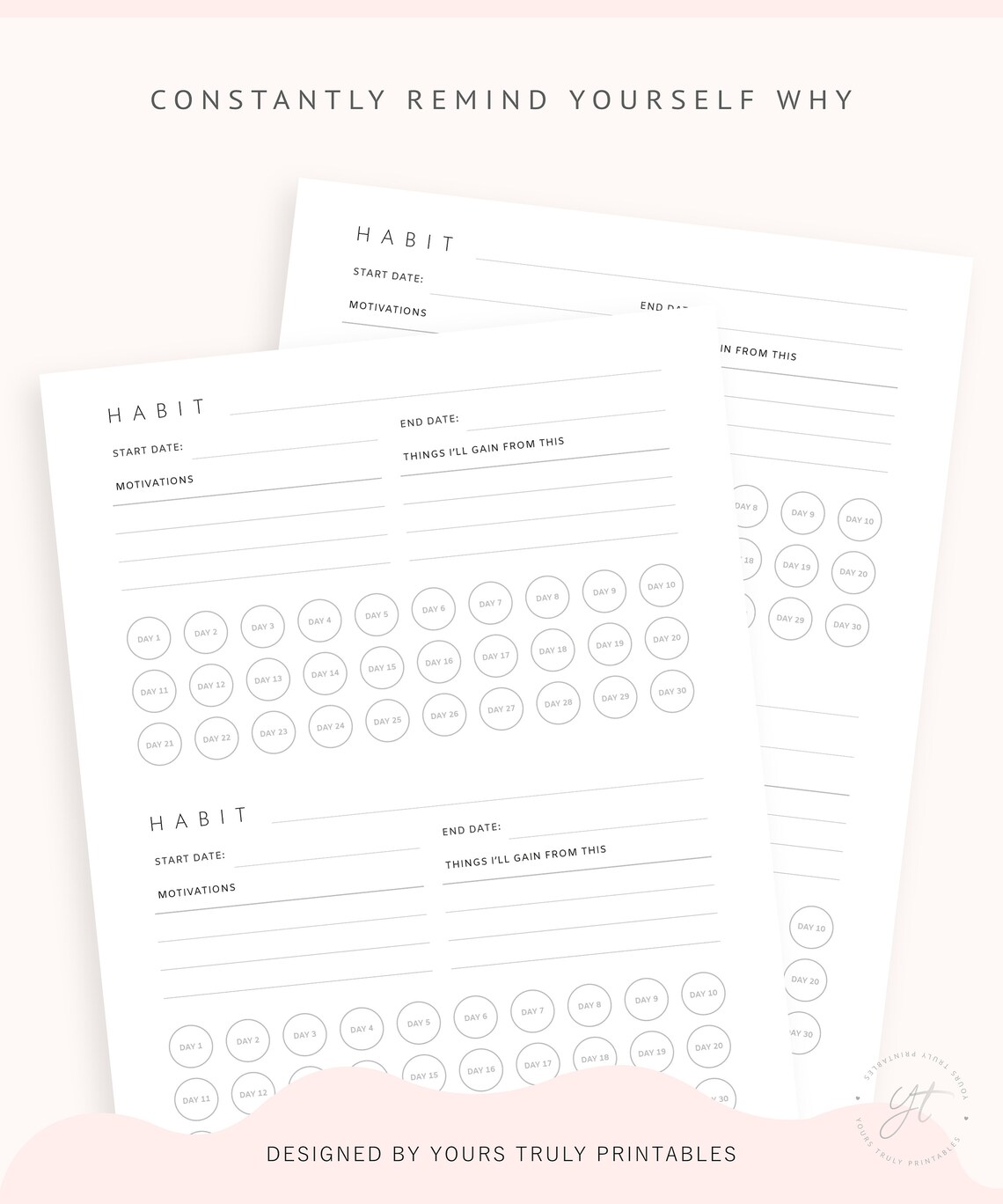 Habit Tracker Printable Monthly Habits 30 Day Habit Etsy UK