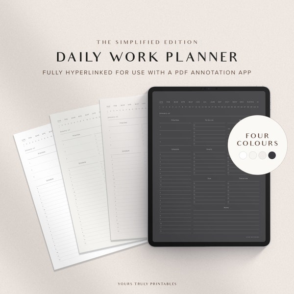 Digital Daily Work Planner, Work from Home Organiser, ADHD Business To Do, GoodNotes Office Work Schedule, Minimal Task Checklist Template