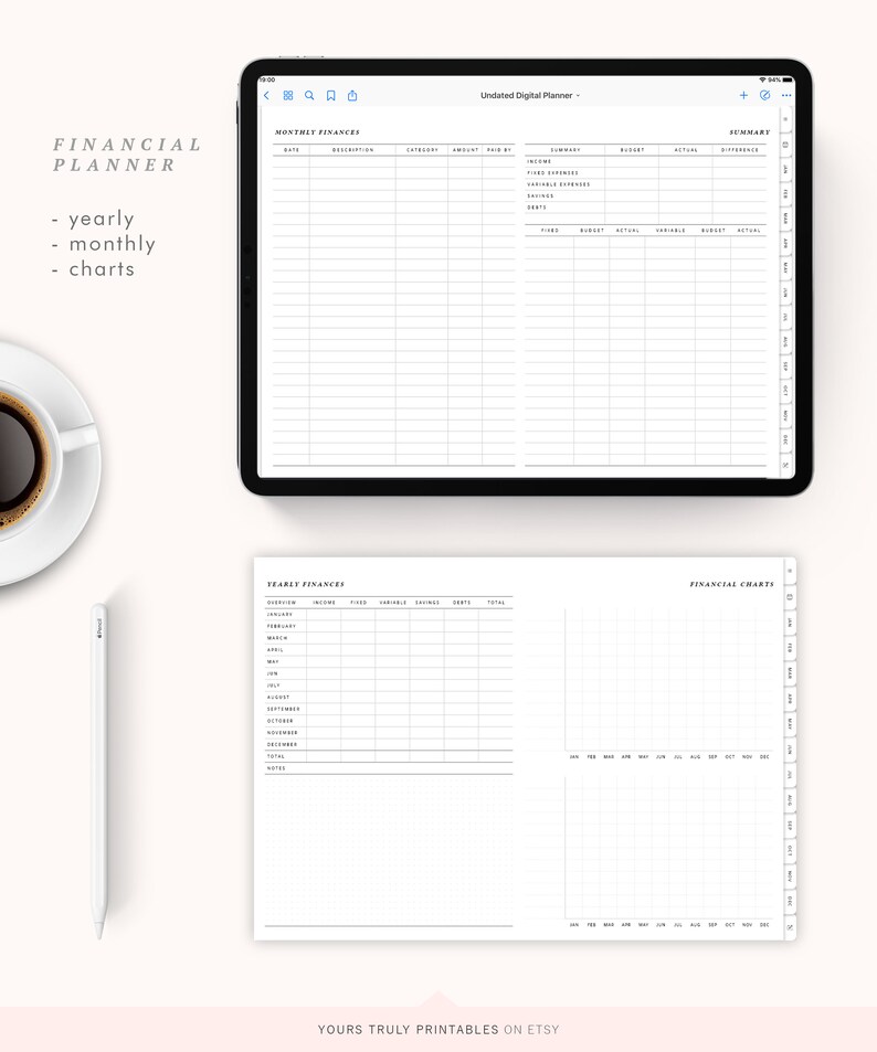 Undated Digital Planner Goodnotes Planner Template Etsy