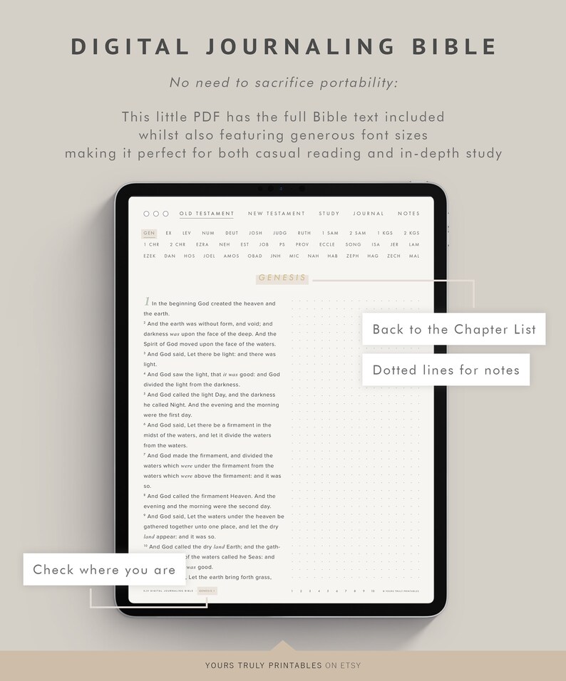 Digital Journaling Bible KJV Large Font Dotted Portrait Etsy