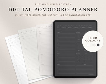 Digital Pomodoro Planner, Daily Pomodoro Technique Worksheet PDF, GoodNotes Pomodoro Time Tracker, Study To Do List Time Management