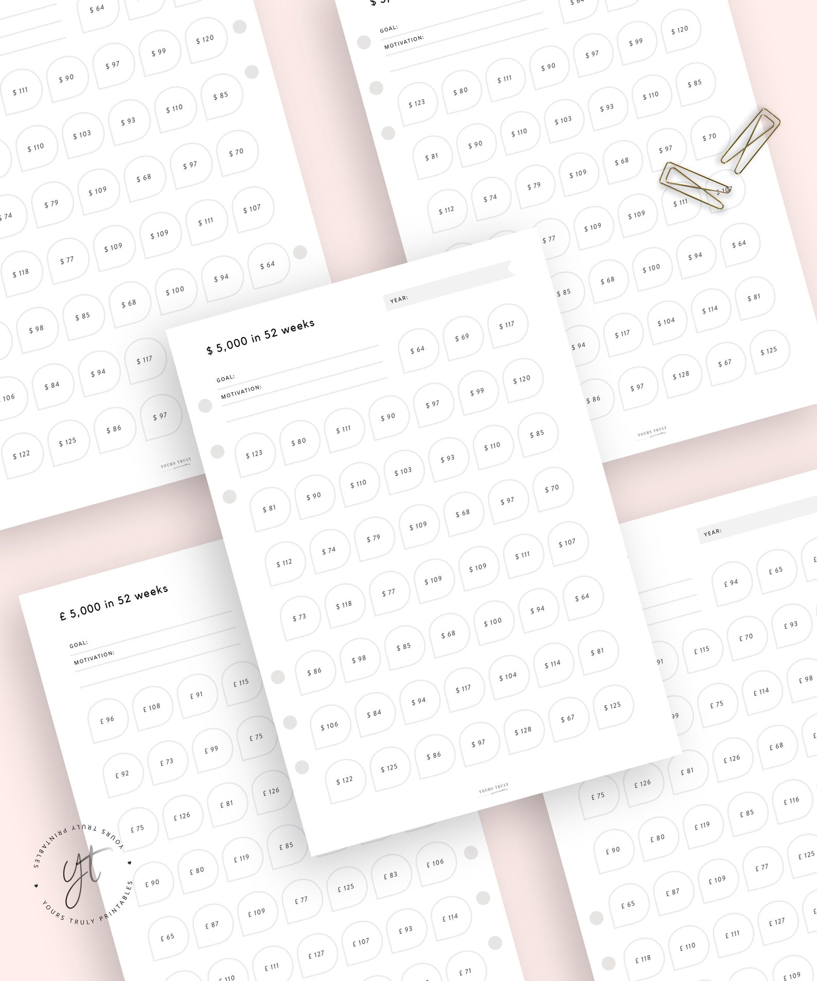 5000 Money Saving Challenge Chart Save 5K Dollars in a Year - Etsy UK