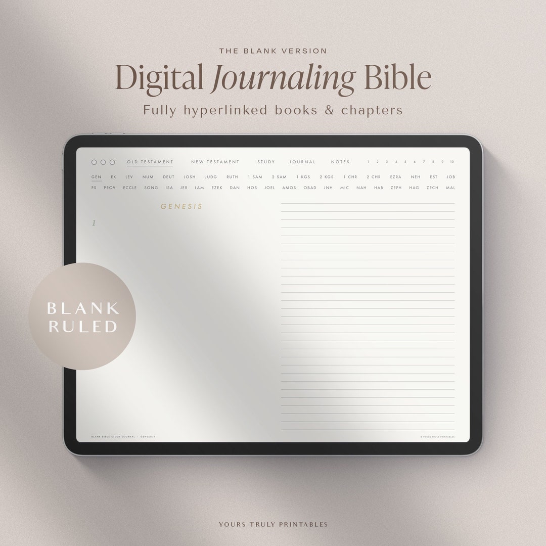 Bible Study Notebook Layout Digital Bible Study Notebook Template – Ruled – Landscape – Hyperlinked ...