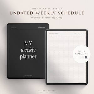 Undated Weekly Schedule Digital Planner – The Essential Edition – GoodNotes Weekly Hourly Timetable, Weekly at a Glance, Weekly Overview